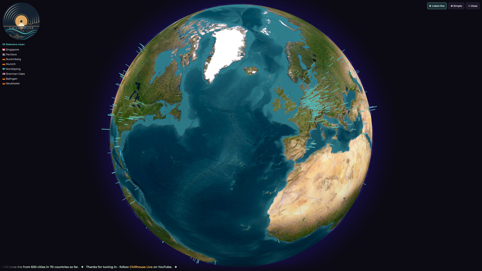 A Living Screensaver: The Chillhouse Live Listener Map, Full-Screen