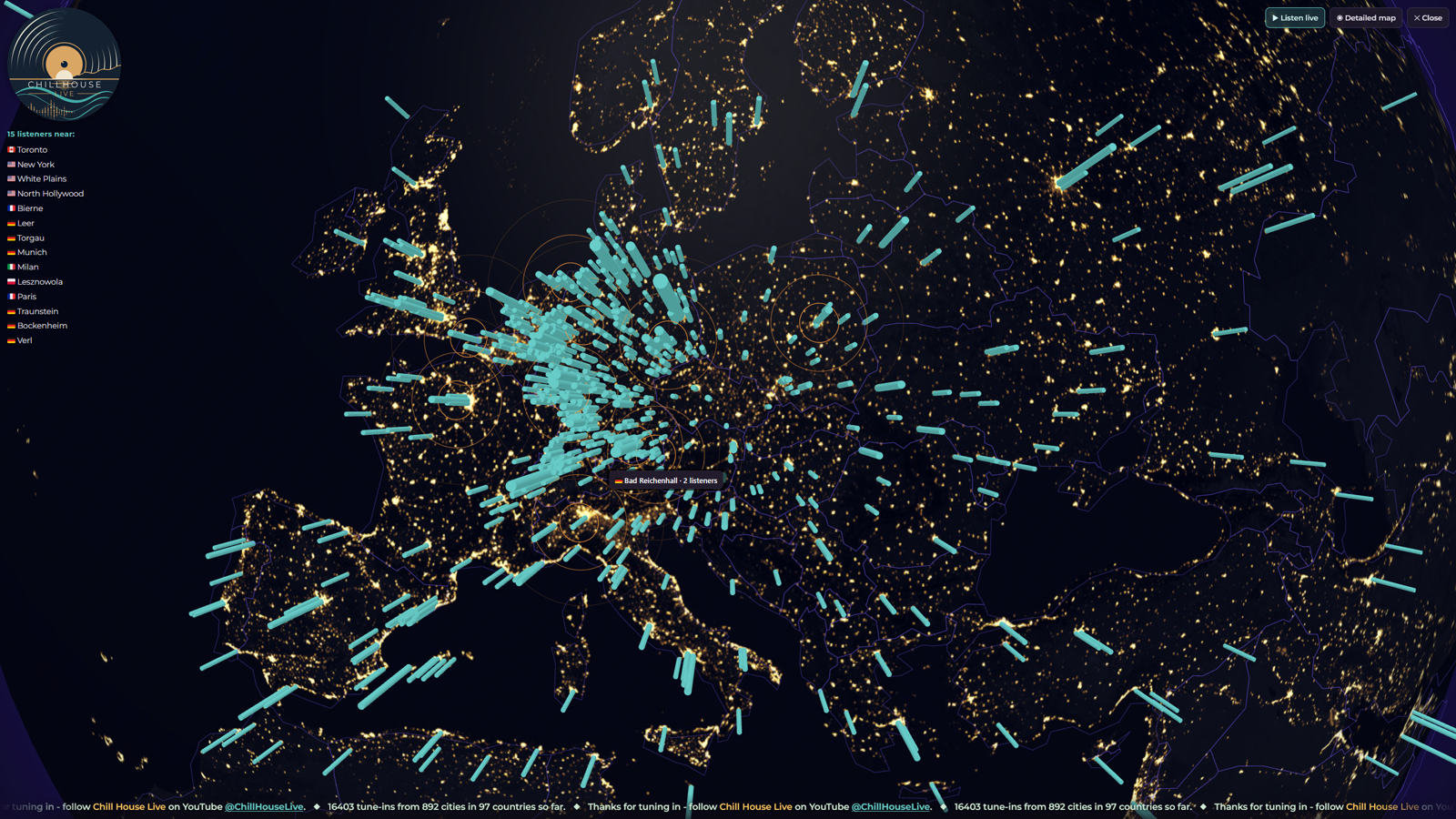 A Living Screensaver: The Chillhouse Live Listener Map, Full-Screen