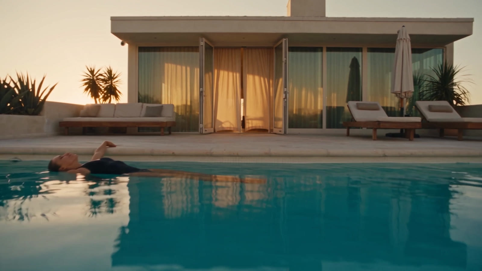 Poolside at golden hour, the moment before everything slows down